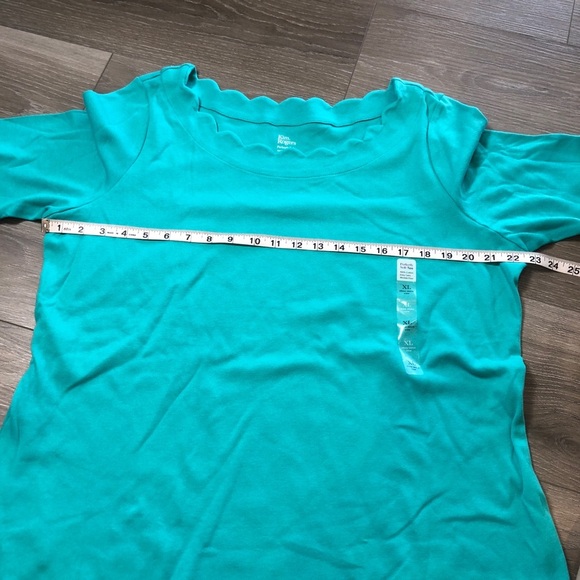 Kim Rodgers Perfectly Soft 100% Cotton Womens XL Scalloped Short Sleeve Shirts - Picture 2 of 8